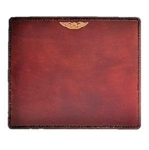 Pilot's Leather Mouse Pad - Hand Dyed - Hand Embossed Wings - Suede backing