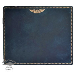 Pilot's Leather Mouse Pad - Hand Dyed - Hand Embossed Wings - Pigskin backing