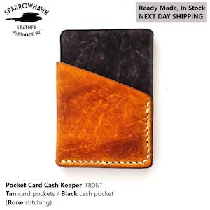 Pocket Card & Cash Keeper - Tan & Black - Next Day Shipping