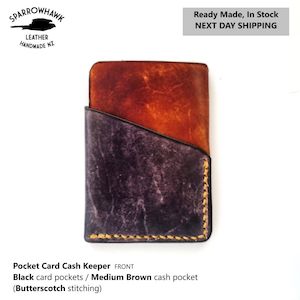 Pocket Card & Cash Keeper - Black & Medium Brown - Next Day Shipping