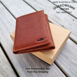 Hawk Compact Trifold Men's Wallet - Full Grain Whisky Calf Leather