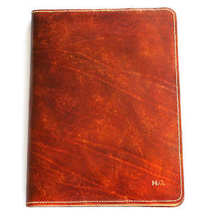 A4 Portfolio - Hand Finished Leather - Tan Interior - Embossed Initials