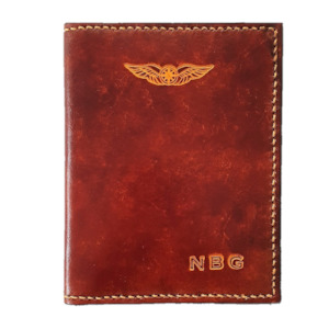 NZCAA Pilot Licence & Passport wallet - 1 colour - Embossed Wings & Initials