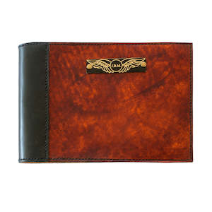 Leather or leather substitute goods: FAA (US) Pilot Logbook Cover COM - 2 colour spine / front, wings / initials plate