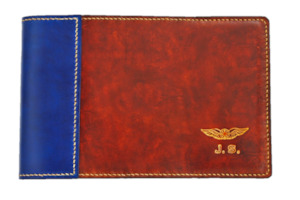 FAA (US) Pilot Logbook Cover PPL - 2 colour spine / front, embossed wings & initials