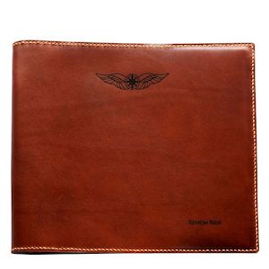 CASA (Australia) Pilot Logbook Cover - whisky aniline leather, laser engraved wings & name