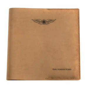 CASA (Australia) Pilot Logbook Cover (ATC or AirServices) - Nubuck Leather - Wings & Name