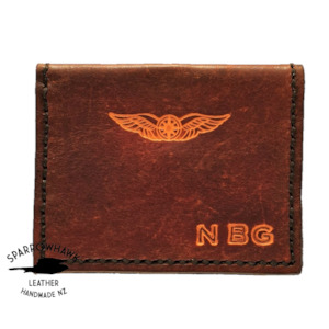 Leather or leather substitute goods: Pilot Cross Card Wallet- Initials & Wings - Hand Dyed, 7 colours