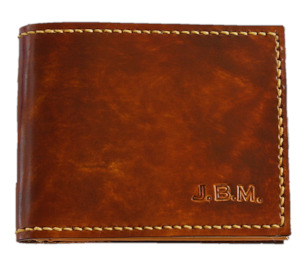 Slimline Billfold Wallet (display) - Tan Interior - Embossed Initials