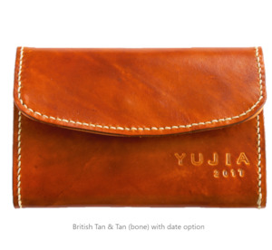 Womens Compact Wallet - Tan Interior - Embossed Initials