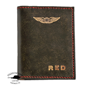 Leather or leather substitute goods: FAA (US) Pilot Licence & Medical Certificate wallet - 1 colour - Embossed Initials