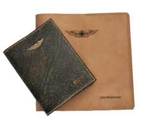 Leather or leather substitute goods: CASA (Australia) Pilot Logbook & Licence Folder Cover Combo - Nubuck & Hand Finished Leather