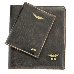 Leather or leather substitute goods: CASA (Australia) Logbook & Licence Folder Cover Combo - Hand Finished Leather