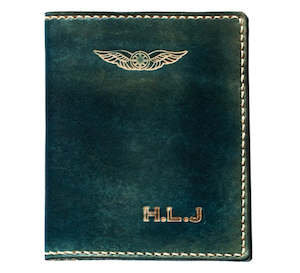 Leather or leather substitute goods: NZCAA Pilot Licence & Medical Certificate wallet - 1 colour - Embossed Initials