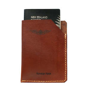 Leather or leather substitute goods: Slimline Passport & Card Sleeve - Whisky Aniline Leather - Laser Engraved