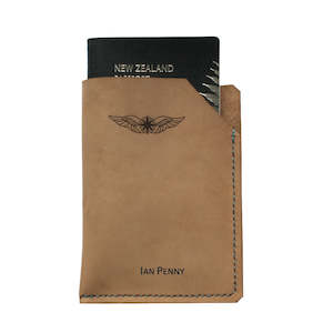 Leather or leather substitute goods: Slimline Passport & Card Sleeve - Nubuck Leather - Laser Engraved