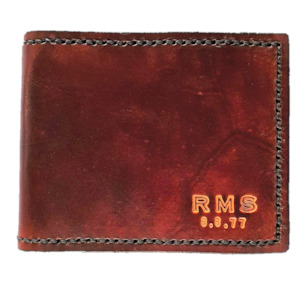 Anniversary Wallet - Hand Dyed- Hand Embossed Initials & Date