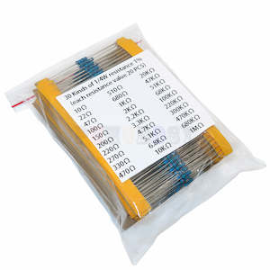 600pcs/set 30 Kinds 1/4W Resistance 1% Metal Film Resistor Pack Assorted Kit