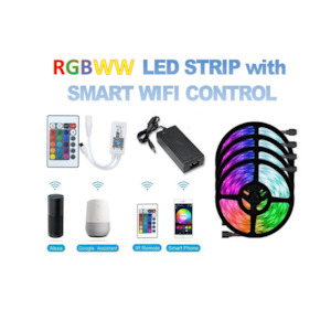 LED Strip Pack RGBWW - Wifi App + 24 Key Remote (Google Home / Alexa compatible)