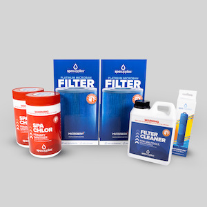 Combo Packs: 2 x Platinum Microban Filters, NaturePure Spa Stick, Filter Cleaner & 2kg Chlorine Subscription Pack.