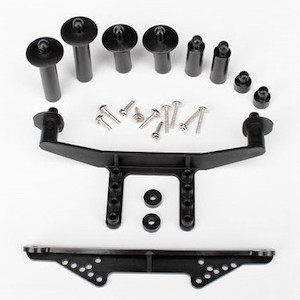 Traxxas 1914R - Body mount front & rear (black)/ body posts 52mm (2) 38mm (2…