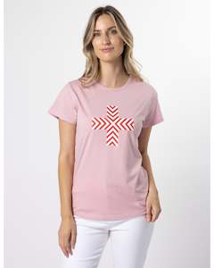 Stella + Gemma T-Shirt - Blush Red Chevron Cross