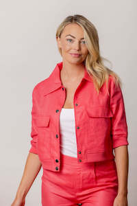 Moss Mischa Short Sleeve Bomber - Magenta