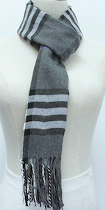 Womenswear: Frontier Scarf - Stripe Charcoal