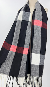 Womenswear: Frontier Scarf - Check Stripe B/W