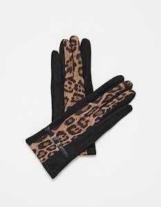 Stella + Gemma Gloves Black Leopard Stripe