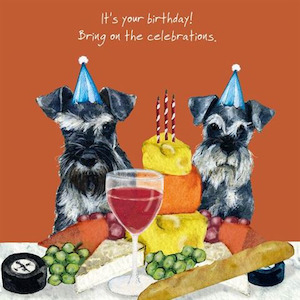 Womenswear: Live Wires Card - Schnauzer Birthday