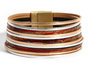 Womenswear: Fresh Accessories - Golden Fire Leather Wrap Bracelet