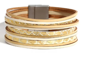 Womenswear: Fresh Accessories - Golden Cream Leather Wrap Bracelet