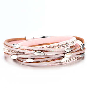 Womenswear: Fresh Accessories - Lydia Wrap Blush Leather Bracelet