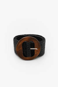 Womenswear: Antler - Rattan Belt Black Wide Round Buckle