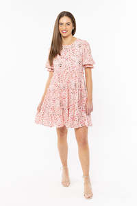 Lelia + Luca Claire Tiered Mini Dress - Blush Love