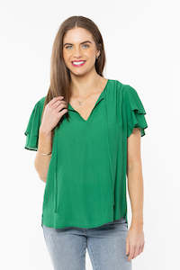 Womenswear: Leila + Luca Sophie Top - Shamrock Crinkle