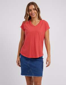 Womenswear: Foxwood Manly Vee Tee - Cayenne