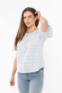 Seeking Lola Relaxed Carefree Top - Denim Wave