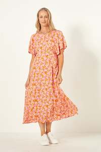 Womenswear: Lemon Tree Design Mavis Dress - Orange Tulips