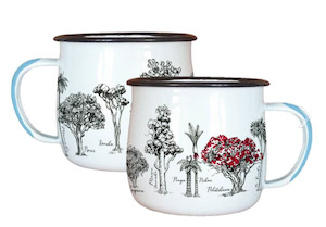 Womenswear: Live Wires Enamel Mug - NZ Trees