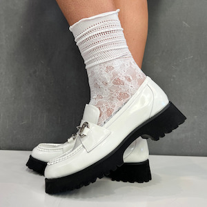 Womenswear: Minx Loafer Lace Sock - White