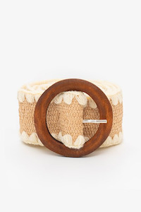 Antler - Rattan Belt Straw Crochet Edge