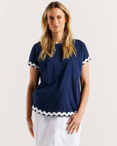 Womenswear: Betty Basics Sunny Tee - Navy/White Ric Rac