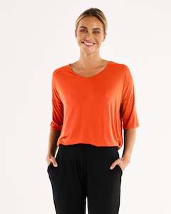 Womenswear: Betty Basics Brielle Bamboo V-Neck Tee - Burnt Ochre