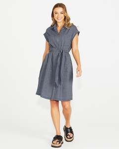 Womenswear: Sass Liberty Utility Dress - Navy White Stripe