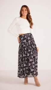 Womenswear: Mink Pink Luzette Midi Skirt - Black Floral