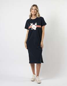 Womenswear: Stella + Gemma Maxie T-Shirt Dress - Navy Rose Floral With Stripe