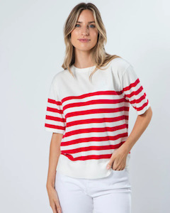 Womenswear: Stella + Gemma Baldwin Knit Top - Red/White Stripe