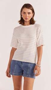 Womenswear: Staple the Label Paige Stripe Knit Tee - White/Beige